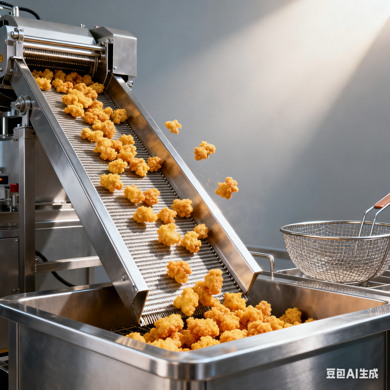 雞米花油炸機(jī)生產(chǎn)線：出料方式如何選？(圖4)