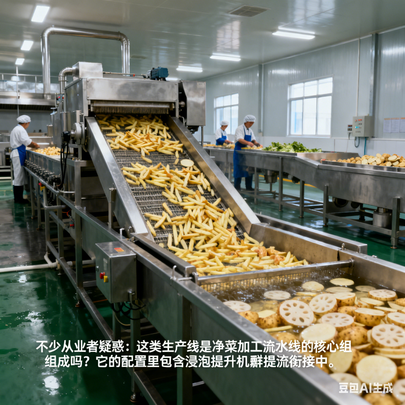薯?xiàng)l藕片裹漿油炸線：是核心設(shè)備嗎？含浸泡提升機(jī)嗎？